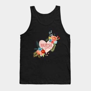 Floral nurse heart Tank Top